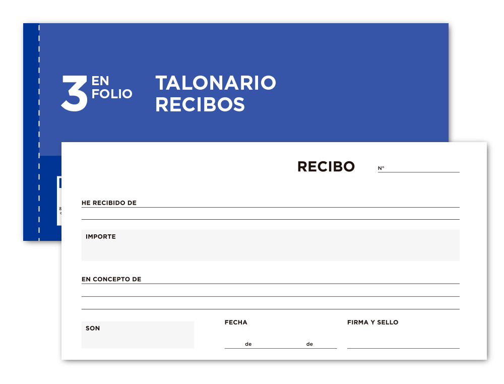 TALONARIO LIDERPAPEL RECIBOS 3/F APAISADO ORIGINAL Y 2 COPIAS SIN MATRIZ
