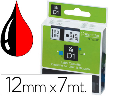 CINTA DYMO 1000 NEGRO-ROJO 12MM X 7MT D1