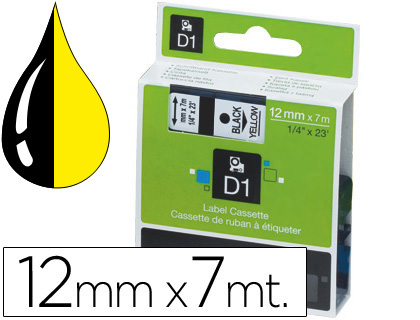 CINTA DYMO 1000 NEGRO-AMARILLO 12MM X 7MT D1