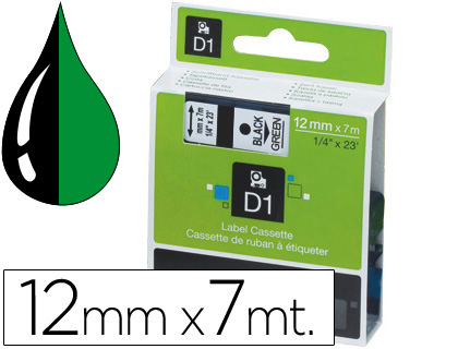 CINTA DYMO 1000 NEGRO-VERDE 12MM X 7MT D1