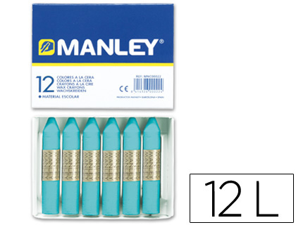 LAPICES CERA MANLEY UNICOLOR AZUL TURQUESA N.16 CAJA DE 12 UNIDADES