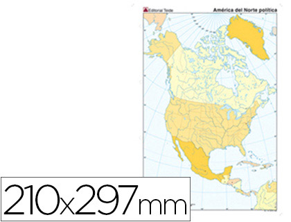 MAPA MUDO COLOR DIN A4 AMERICA DEL NORTE POLITICO