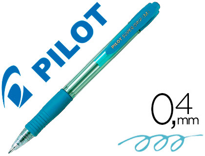 BOLIGRAFO PILOT SUPER GRIP CELESTE RETRACTIL SUJECION DE CAUCHO TINTA BASE DE ACEITE