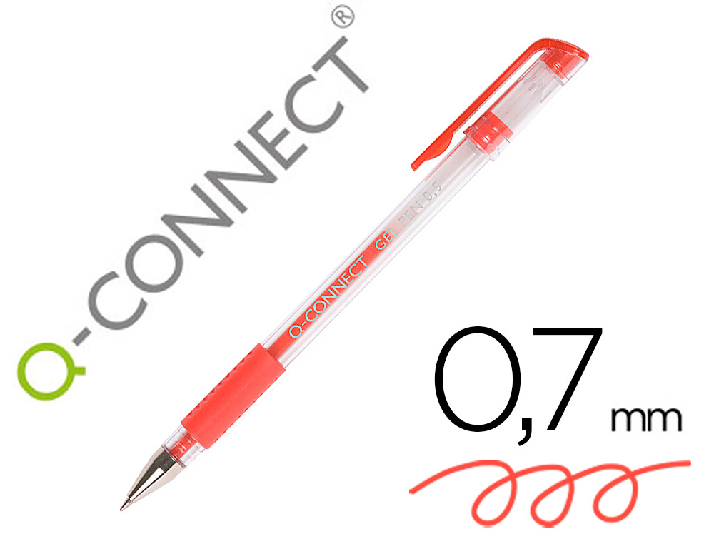 BOLIGRAFO Q-CONNECT TINTA GEL ROJO 0,7 MM SUJECION DE CAUCHO