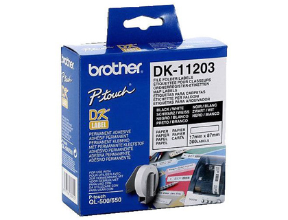 ETIQUETA ADHESIVA BROTHER DK11203 -TAMAO 17X87 MM PARA IMPRESORAS DE ETIQUETAS QL -300 ETIQUETAS-