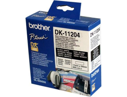 ETIQUETA ADHESIVA BROTHER DK11204 -TAMAO 17X54 MM PARA IMPRESORAS DE ETIQUETAS QL -400 ETIQUETAS-