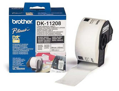 ETIQUETA ADHESIVA BROTHER DK11208 -TAMAO 38X90 MM PARA IMPRESORAS DE ETIQUETAS QL -400 ETIQUETAS-