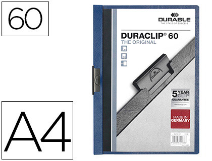 CARPETA DURACLIP DOSSIER PINZA LATERAL AZUL OSCURO CAPACIDAD 60 HOJAS