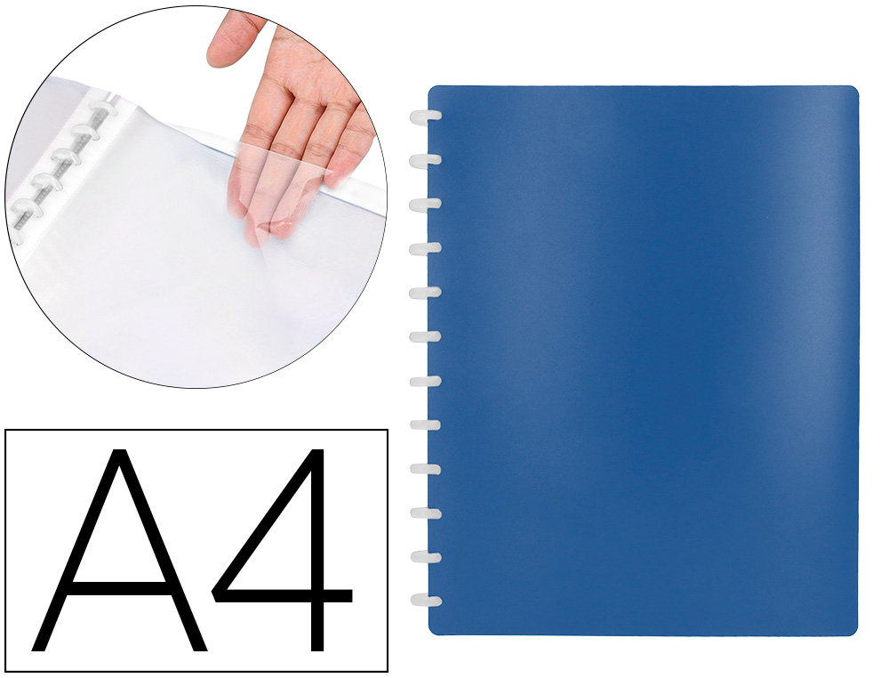 CARPETA LIDERPAPEL DIN A4 CON 20 FUNDAS INTERCAMBIABLES COLOR AZUL