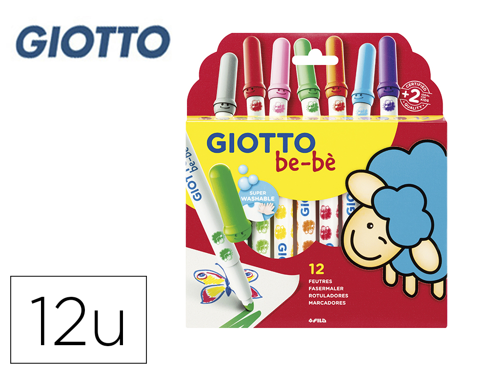 ROTULADOR GIOTTO SUPER BEBE CAJA DE 12 COLORES SURTIDOS