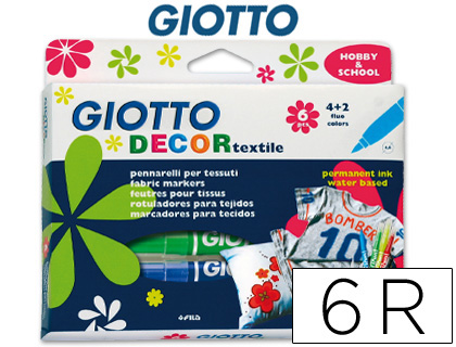 ROTULADOR GIOTTO DECOR TEXTILE PARA CAMISETAS 6 COLORES