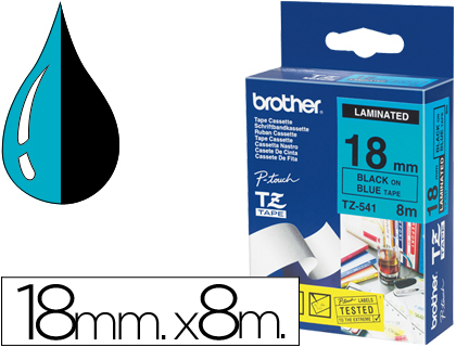 CINTA BROTHER TZE541 AZUL-NEGRO 18MM LONGITUD 8MT