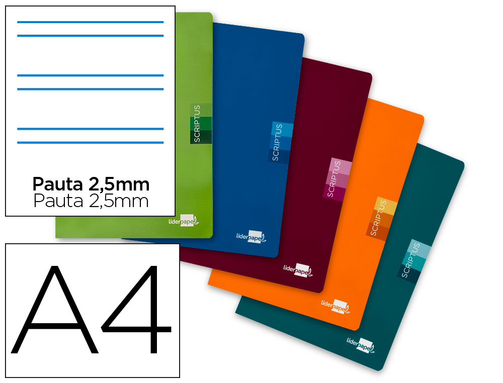 LIBRETA LIDERPAPEL SCRIPTUS A4 48 HOJAS 90G/M2 PAUTA 5 2.5MM CON MARGEN