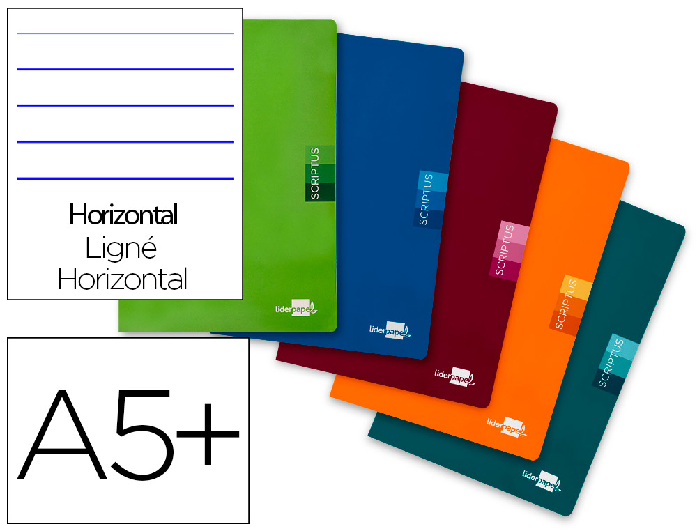 LIBRETA LIDERPAPEL SCRIPTUS A5 PLUS 48 HOJ. 90G/M2 HORIZONTALCON MARGEN