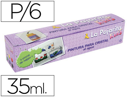 PINTURA LACA CRISTAL LA PAJARITA KIDS 35 ML CAJA DE 6 UNIDADES COLORES SURTIDOS + PINCEL