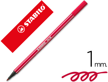 ROTULADOR STABILO ACUARELABLE PEN 68 ROJO OSCURO PUNTA GRUESA 1MM