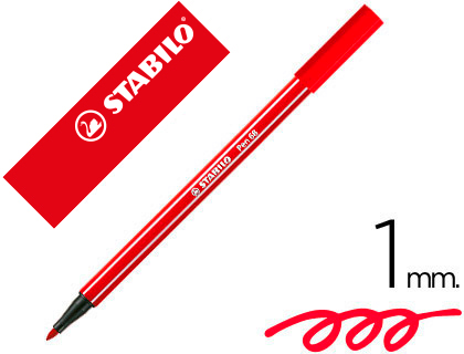 ROTULADOR STABILO ACUARELABLE PEN 68 ROJO CARMIN PUNTA GRUESA 1MM