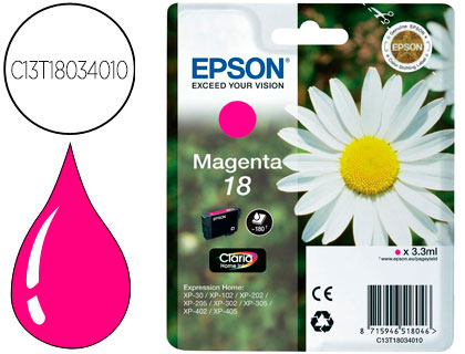 INK-JET EPSON T18 MAGENTA EXPRESSION HOME XP-102 XP-205 XP-305 XP-405 CAPACIIDAD 180 PAG