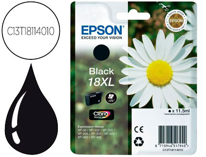 INK-JET EPSON T18XL NEGRO EXPRESSION HOME XP-102 XP-205 XP-305 XP-405 CAPACIDAD 470 PAG