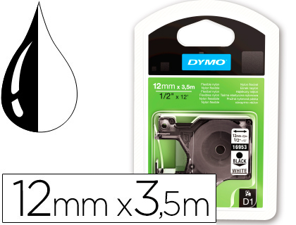 CINTA DYMO NEGRO BLANCO 12MM X3,5 MT D1 NYLON