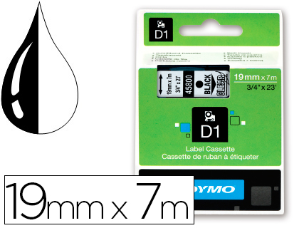 CINTA DYMO NEGRO TRANSPARENTE 19MM X 7 MT D1