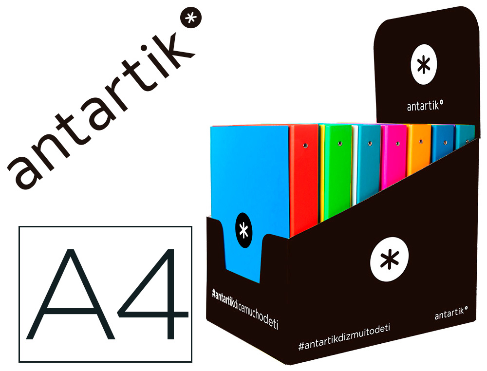 CARPETA ANTARTIK A4 FORRADA 4 ANILLAS 25 MM REDONDAS COLORES SURTIDOS