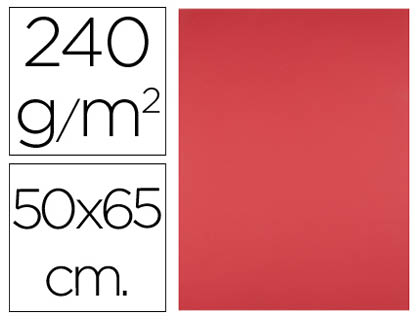 CARTULINA LIDERPAPEL 50X65 CM 240G/M2 ROJO PAQUETE DE 25 HOJAS