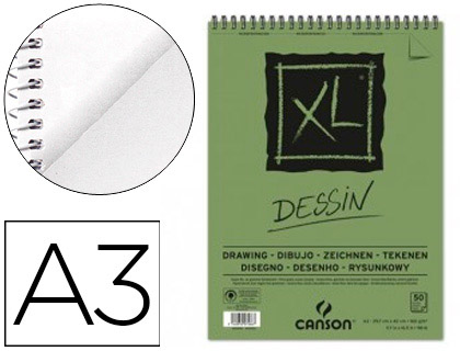 BLOC DIBUJO CANSON XL DESSIN DIN A3 LISO MICROPERFORADO ESPIRAL 29,7X42 CM 50 HOJAS 160 GR/M2