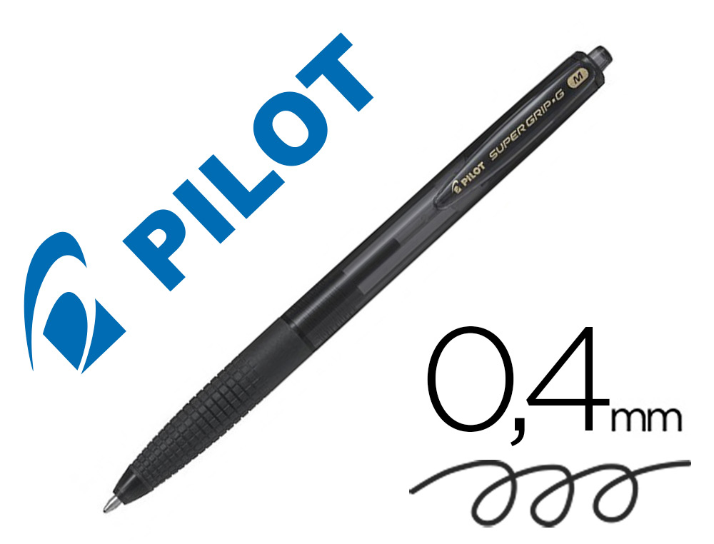 BOLIGRAFO PILOT SUPER GRIP G NEGRO RETRACTIL SUJECION DE CAUCHO TINTA BASE DE ACEITE