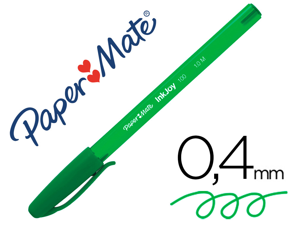 BOLIGRAFO PAPER MATE INKJOY 100 PUNTA MEDIA TRAZO 1 MM VERDE