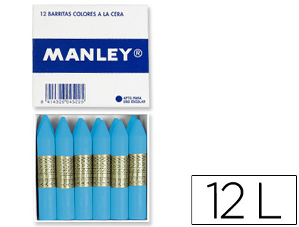 LAPICES CERA MANLEY UNICOLOR CELESTE CLARO N.41 CAJA DE 12 UNIDADES