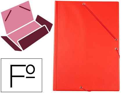 CARPETA LIDERPAPEL GOMAS PLASTICO FOLIO SOLAPAS COLOR ROJO