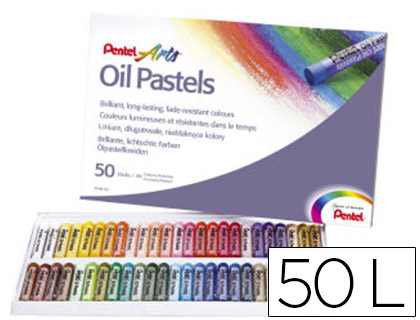 LAPICES PENTEL OIL PASTEL CAJA DE 50 COLORES SURTIDOS