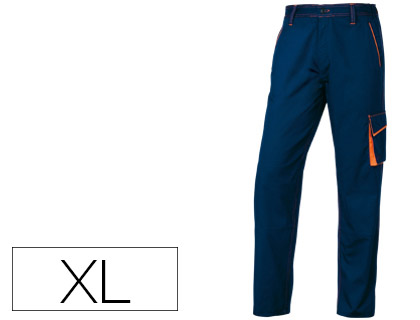 PANTALON DE TRABAJO DELTAPLUS CINTURA AJUSTABLE 5 BOLSILLOS COLOR AZUL NARANJA TALLA XL NARANJA TALLA XL