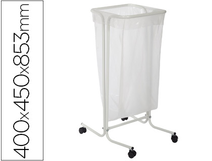 SOPORTE CEP PARA BOLSAS DE BASURA DE 110 LITROS EN PLASTICO Y ACERO CON RUEDAS 400X450X853 MM