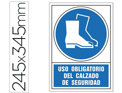 PICTOGRAMA SYSSA SEAL DE OBLIGACION USO OBLIGATORIO DEL CALZADO DE SEGURIDAD EN PVC 245X345 MM