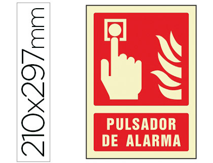 PICTOGRAMA SYSSA SEAL DE PULSADOR DE ALARMA EN PVC FOTOLUMINISCENTE 210X297 MM