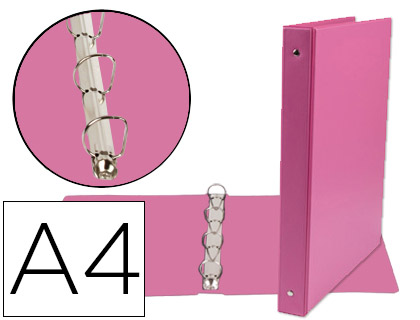 CARPETA DE 4 ANILLAS 25 MM MIXTAS LIDERPAPEL A4 CARTON FORRADO PVC FUCSIA