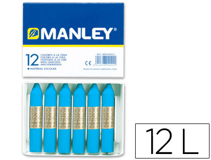 LAPICES CERA MANLEY UNICOLOR AZUL COBALTO N.20 CAJA DE 12 UNIDADES