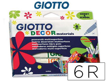 ROTULADOR GIOTTO DECOR MATERIALS CAJA DE 6 COLORES SURTIDOS