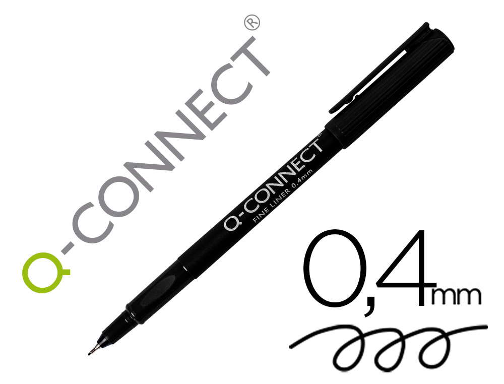 ROTULADOR Q-CONNECT PUNTA DE FIBRA FINE LINER NEGRO 0.4 MM