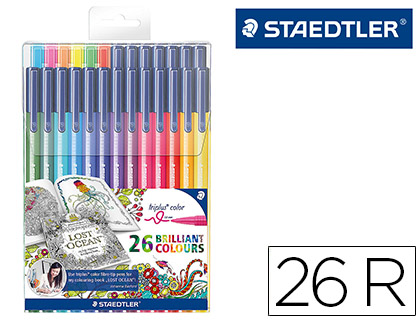 ROTULADORES STAEDTLER TRIPLUS COLOR EDICION JOHANNA BASFORD ESTUCHE PLASTICO DE 26 UNIDADES COLORES SURTIDOS