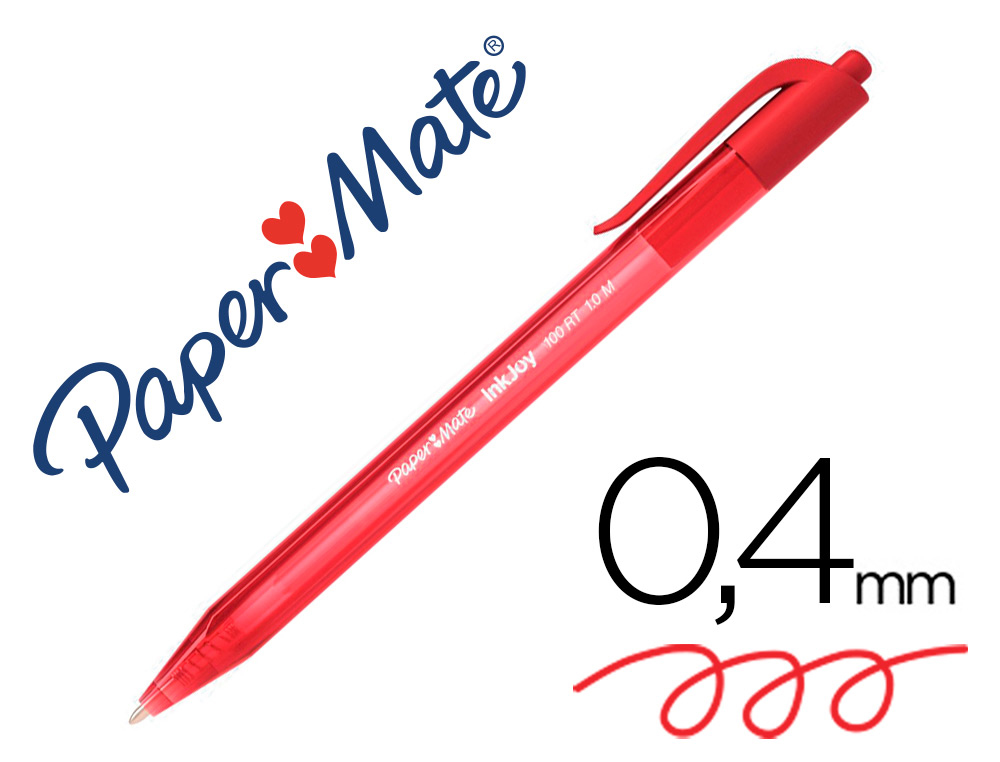 BOLIGRAFO PAPER MATE INKJOY 100 RETRACTIL PUNTA MEDIA ROJO