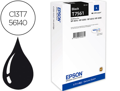 INK-JET EPSON T7561 NEGRO L WF-8010DW / 8090D3TWC / 8510DWF / 8590DWF CAPACIDAD 2500 PAG