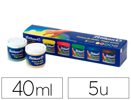 PINTURA A DEDOS PELIKAN 40 ML CD/40S CAJA DE 5 COLORES SURTIDOS