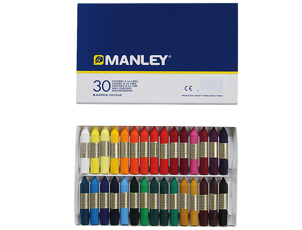 LAPICES CERA MANLEY CAJA DE 30 COLORES SURTIDOS