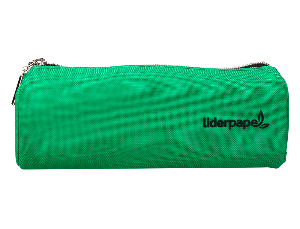 BOLSO ESCOLAR LIDERPAPEL PORTATODO CILINDRICO CON 2 CREMALLERAS DE NYLON VERDE 205X75X75 MM