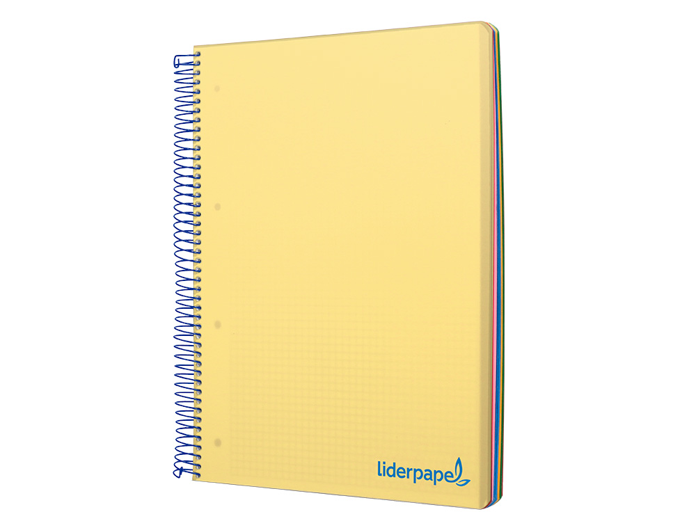 CUADERNO ESPIRAL LIDERPAPEL A4 MICRO WONDER TAPA PLASTICO 120H 90 GR CUADRO 5 MM 5 BANDA4 TALADROS COLOR AMARILLO