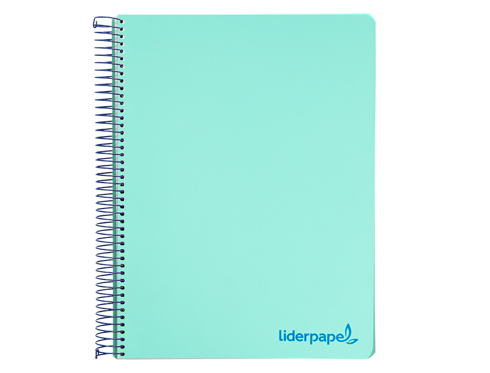 CUADERNO ESPIRAL LIDERPAPEL A4 MICRO WONDER TAPA PLASTICO 120H 90 GR CUADRO 5 MM 5 BANDAS 4 TALADROS COLOR VERDE