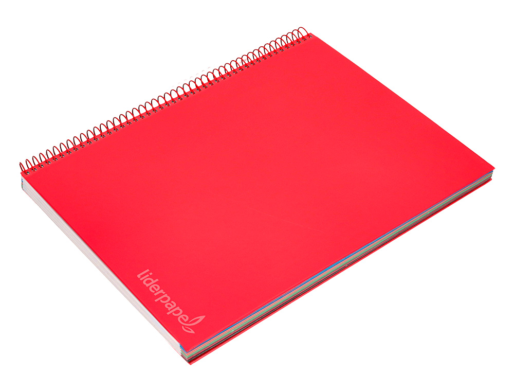 CUADERNO ESPIRAL LIDERPAPEL A4 MICRO JOLLY TAPA FORRADA 140H 75 GR CUADRO 5MM 5 BANDAS 4 TALADROS COLOR ROJO